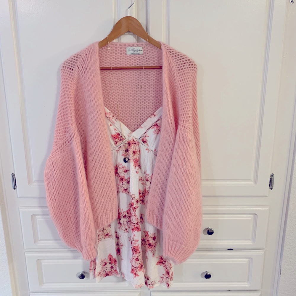 Mini dress white with pink flowers